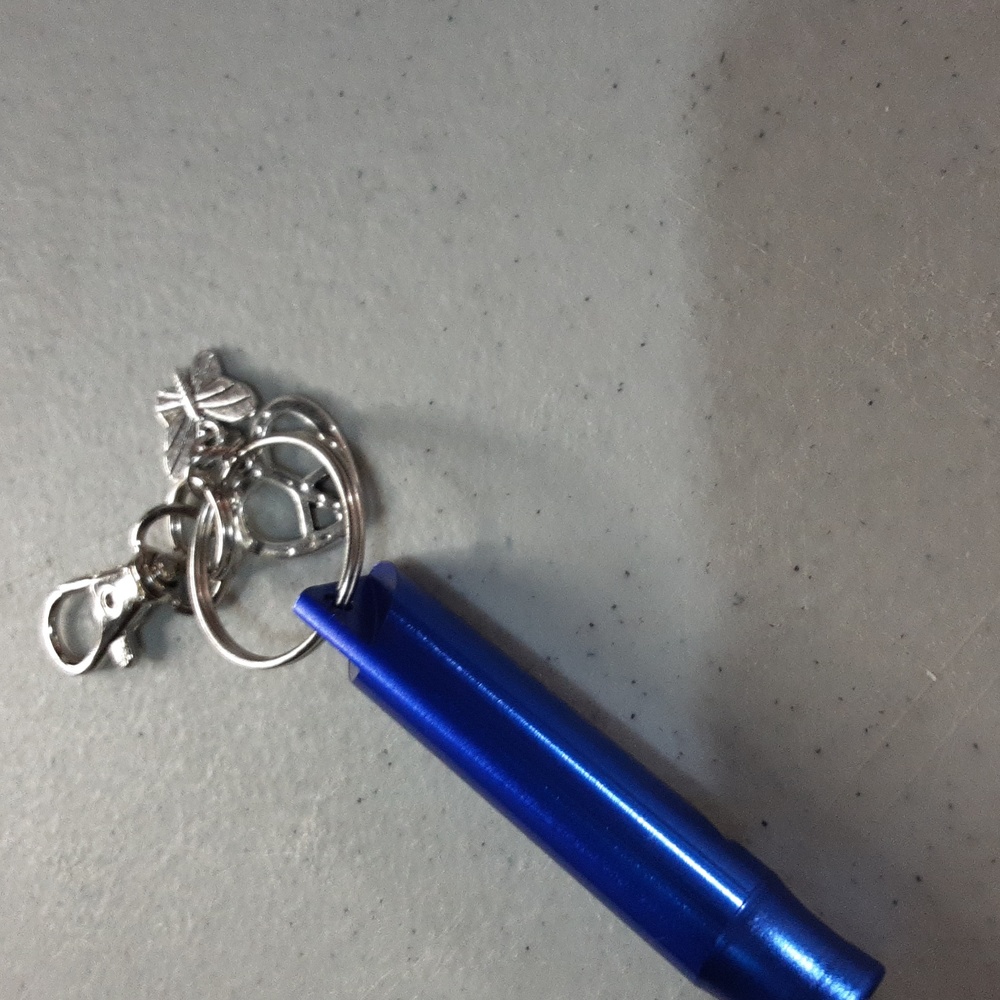 New Security Whistle. Keychain/bag charm Blue. approximately 3"